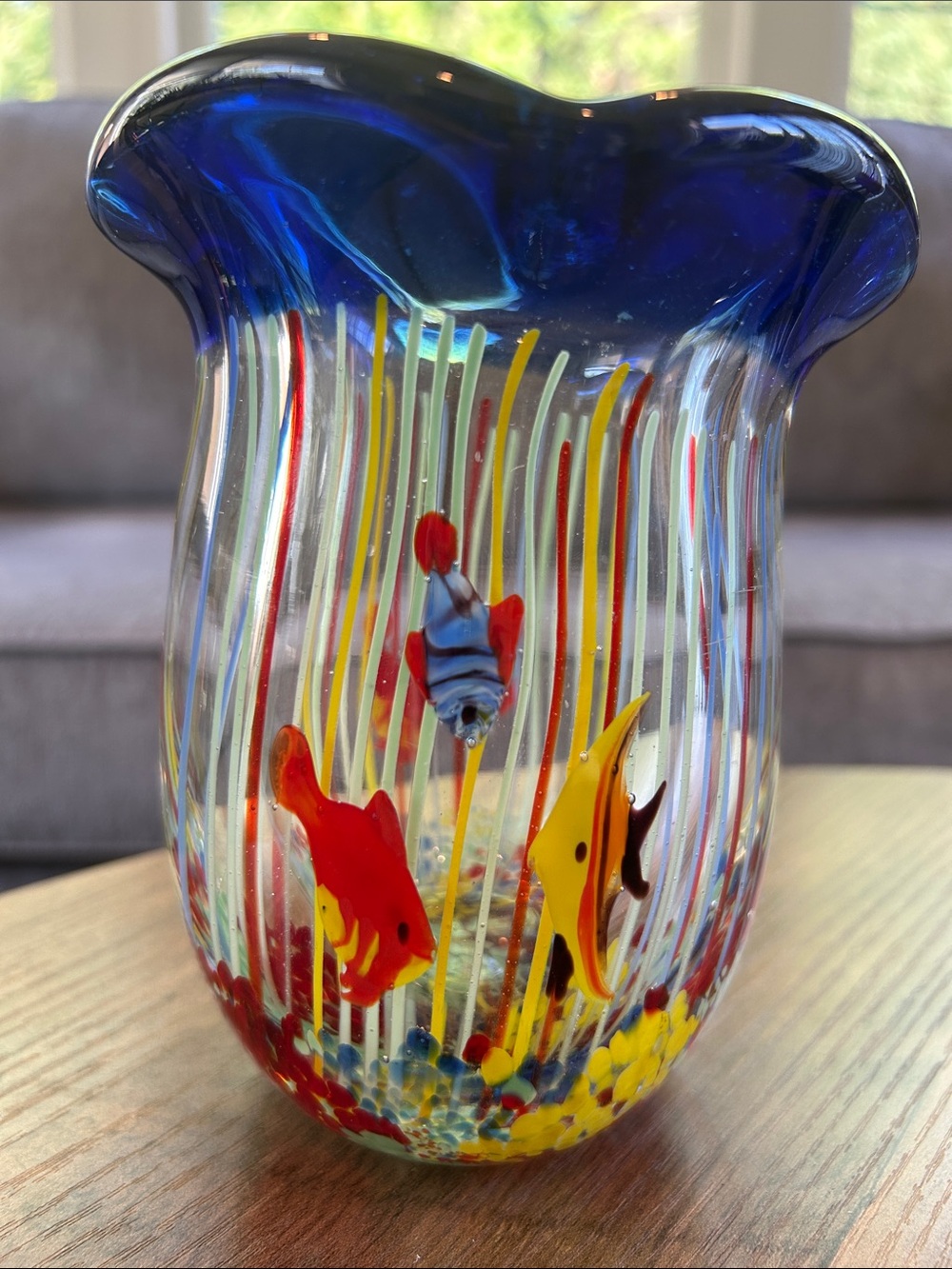 Blown Glass Murano-style Fish Decorative Vase 5.75” x 5”